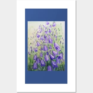 Purple harebells watercolour painting Posters and Art